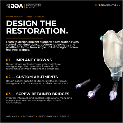 Exocad Level 4: Implant Restorations - Single Crowns, Custom Abutments & Screw Retained Bridges